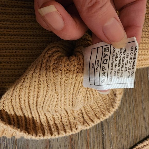 Quince 100% Organic Cotton Fisherman Crew Sweater Medium Tan - Picture 8 of 8